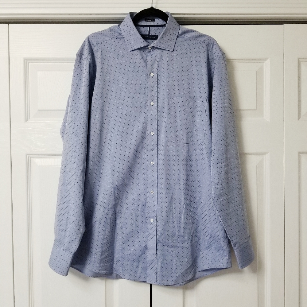 Tommy Hilfiger Men's Blue Polkadot Dress Shirt